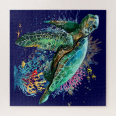Meeresschildkröte im Unterwasser-Aquarell-Stil Puzzle (Horizontal)
