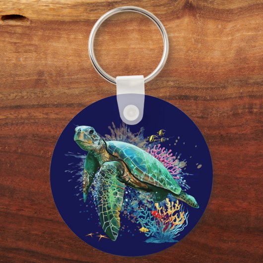 Meeresschildkröte im Unterwasser-Aquarell-Stil Schlüsselanhänger (Vorderseite)