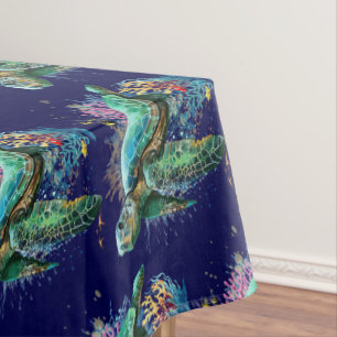 Meeresschildkröte im Unterwasser-Aquarell-Stil Tischdecke
