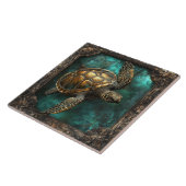 Meeresschildkröte im Verzierten Rahmen Fliese (Seite)