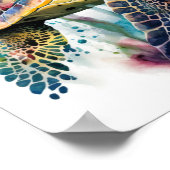 Meeresschildkröte in Aquarellposter Poster (Ecke)