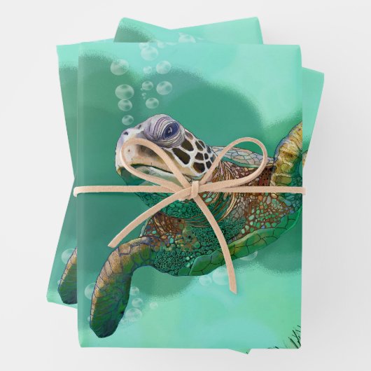 Meeresschildkröte in Blasen Geschenkpapier Set (Beispiel)