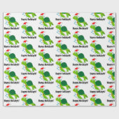 Meeresschildkröte in einer Weihnachtsmannmütze Hap Geschenkpapier (Flach)
