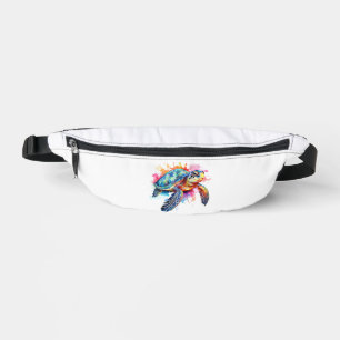Meeresschildkröte in farbenfroher Aquarelltechnik Bauchtasche