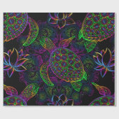 Meeresschildkröte in psychedelischen Multicolorfar Geschenkpapier (Flach)