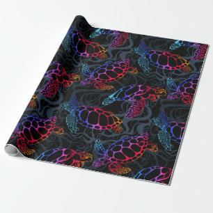 Meeresschildkröte in psychedelischen Multicolorfar Geschenkpapier