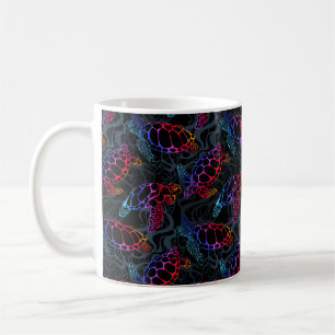 Meeresschildkröte in psychedelischen Multicolorfar Kaffeetasse