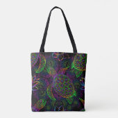Meeresschildkröte in psychedelischen Multicolorfar Tasche (Rückseite)