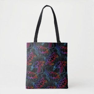 Meeresschildkröte in psychedelischen Multicolorfar Tasche