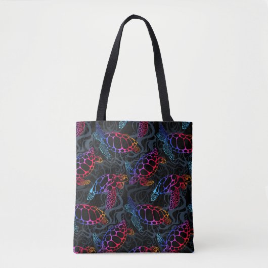Meeresschildkröte in psychedelischen Multicolorfar Tasche (Vorderseite)