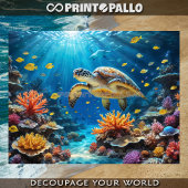 Meeresschildkröte in Riff und Korallen Seidenpapier