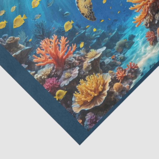 Meeresschildkröte in Riff und Korallen Seidenpapier (Ausschnitt)