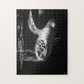 Meeresschildkröte in Schwarz-Weiß, Jigsaw Puzzle (Vertikal)