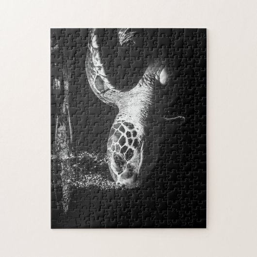 Meeresschildkröte in Schwarz-Weiß, Jigsaw Puzzle (Vertikal)