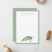 Meeresschildkröte in Watercolor Persönliche Statio Mitteilungskarte (Vorderseite/Rückseite Beispiel)