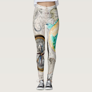 Meeresschildkröte Karte Beige Leggings