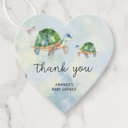 Meeresschildkröte - Kinderdusche Danke für die Vor Geschenkanhänger (Vorderseite)