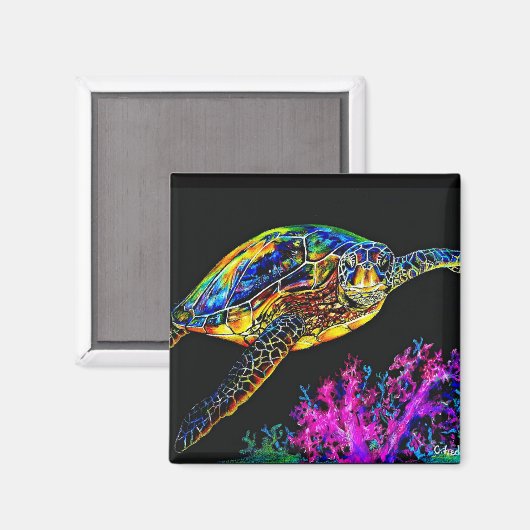 Meeresschildkröte Magnet (Vorderseite/Rückseite)