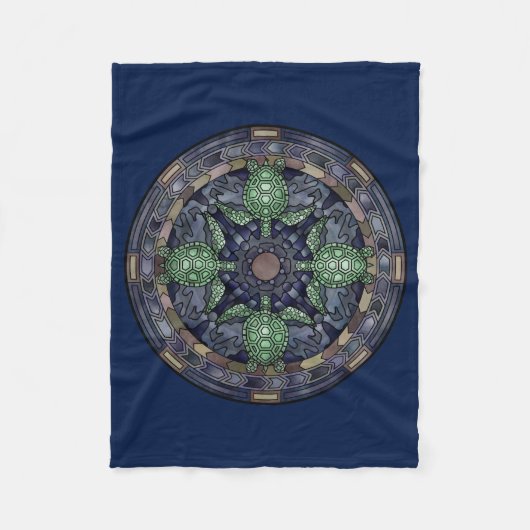 Meeresschildkröte-Mandala-grün-blaues Fleecedecke (Vorderseite)
