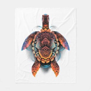 Meeresschildkröte Mandala Sea Ocean Tierwerk Boho Fleecedecke