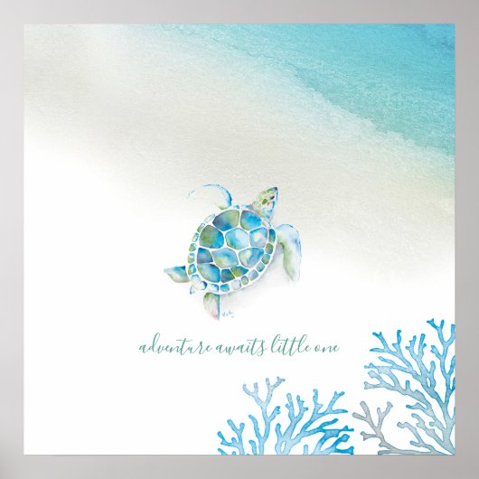 Meeresschildkröte Mauer Kinderzimmer Poster (Vorne)