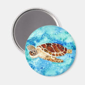 Meeresschildkröte Meereswelt Aquarellmalerei Magnet (Vorderseite/Rückseite)