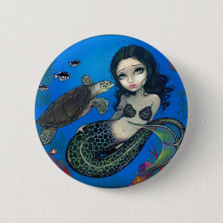 "Meeresschildkröte-Meerjungfrau-" Knopf Button