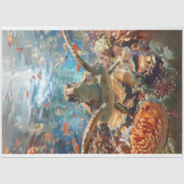 Meeresschildkröte mit Aquamarinem blauem Ozean Seidenpapier