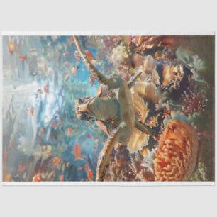Meeresschildkröte mit Aquamarinem blauem Ozean Seidenpapier