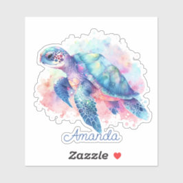 Meeresschildkröte Mit Monogramm Aufkleber