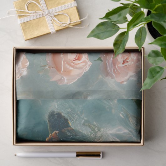 Meeresschildkröte mit rosa Rosen Seidenpapier (Geschenk)