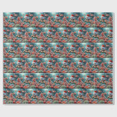 Meeresschildkröte mit Weihnachtsmannmütze Geschenkpapier (Flach)