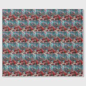 Meeresschildkröte mit Weihnachtsmannmütze Geschenkpapier (Flach)