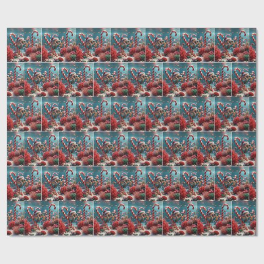 Meeresschildkröte mit Weihnachtsmannmütze Geschenkpapier (Flach)