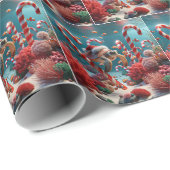 Meeresschildkröte mit Weihnachtsmannmütze Geschenkpapier (Rolleneckpunkt)