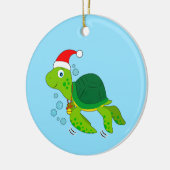 Meeresschildkröte mit Weihnachtsmannmütze Keramik Ornament (Links)
