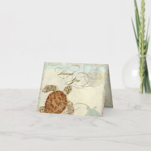 Meeresschildkröte Moderne Küstenozean Strand Wirbe Dankeskarte