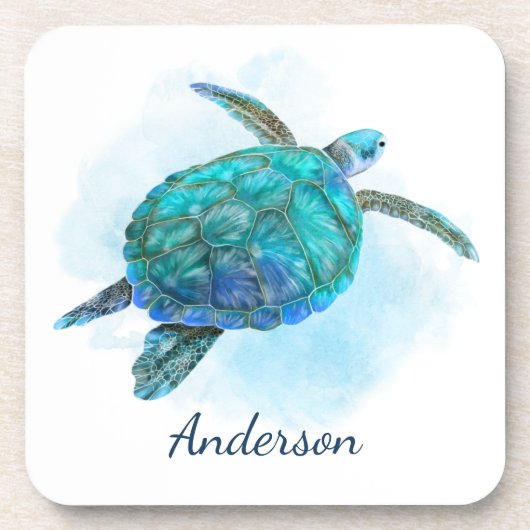 Meeresschildkröte Nautische Küste Getränkeuntersetzer (Vorderseite)