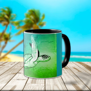 Meeresschildkröte Original Kunst Zweifarben-Kaffee Tasse
