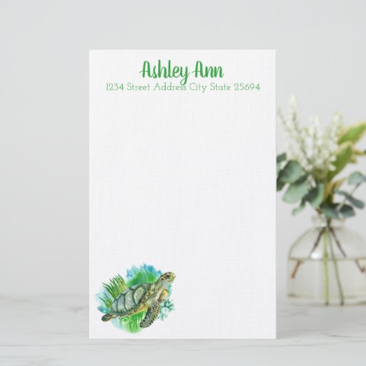 Meeresschildkröte Personalisiert Briefpapier (Stehend Vorderseite)