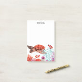 Meeresschildkröte Personalisierter Name Post-it Klebezettel (Auf Schreibtisch)