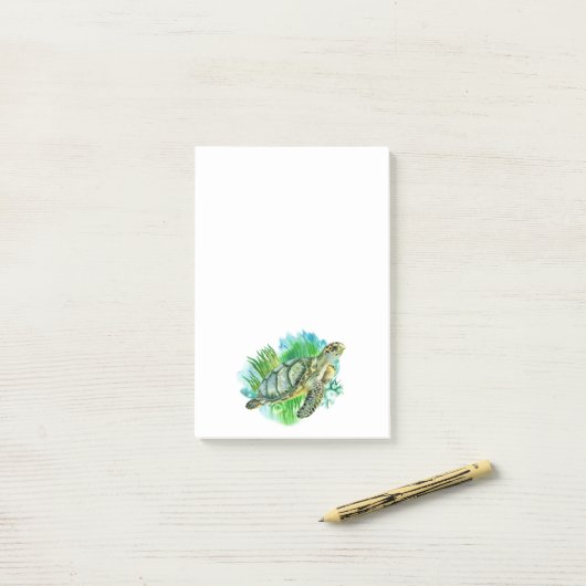 Meeresschildkröte Post-it Klebezettel (Auf Schreibtisch)