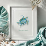 Meeresschildkröte Poster<br><div class="desc">Ideal für Kinderzimmer,  Bäder und Wohnbereiche in Ihrem tropischen Strand Zuhause. Dieser Druck zeigt meine original handgemalte Aquarellschildkröte in türkisfarbenen Grün- und Blautönen. Es passt zu meiner Sammlung von Dekorationsarbeiten auf der Seite des Meeres. Weitere Kunst von Victoria Rigali Designs finden Sie unter www.zazzle.com/dotellabelle</div>