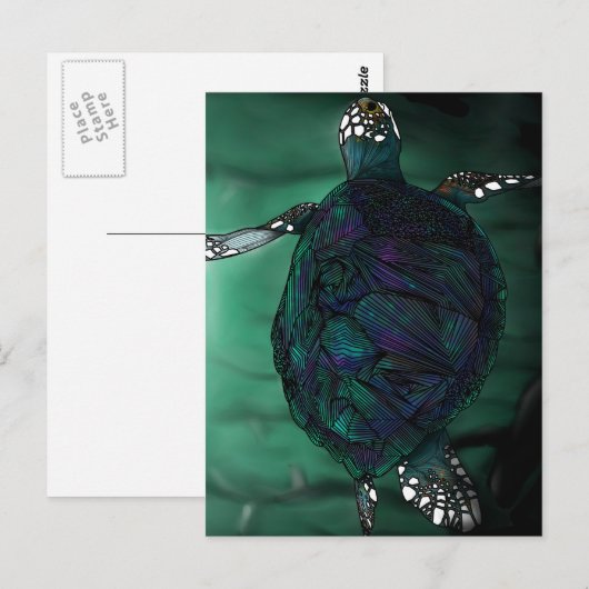 Meeresschildkröte Postkarte (Vorne/Hinten)