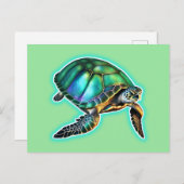 Meeresschildkröte Postkarte (Vorne/Hinten)