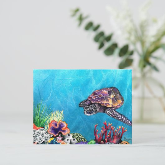 Meeresschildkröte Postkarte (Stehend Vorderseite)