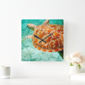 Meeresschildkröte Quadratische Wanduhr (Zuhause)