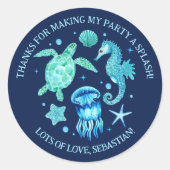 Meeresschildkröte, Quallen und Seepferd Runder Aufkleber (Vorderseite)