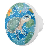 Meeresschildkröte rechts vor dem Leben im Ozean Bl Keramikknauf (Rechts)