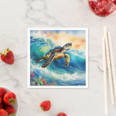 Meeresschildkröte Reiten im Wasser Serviette (Beispiel)